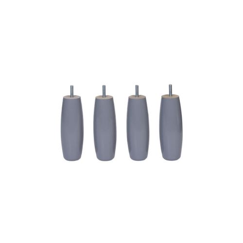 Sedac Jeu De 4 Pieds Pour Sommier En Bois Massif - Gris Souris Laque - H 15 Cm