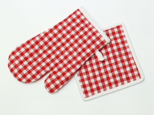 Manique et gant de cuisine en coton VICHY Rouge