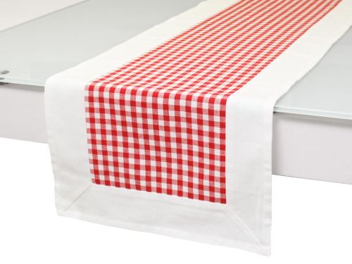 Chemin de table en coton VICHY Rouge, jacquard