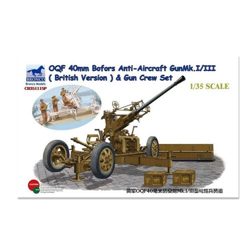 Maquette Canon Anti-aérien 40mm Bofors OQF GunMk.I/III Bronco Models