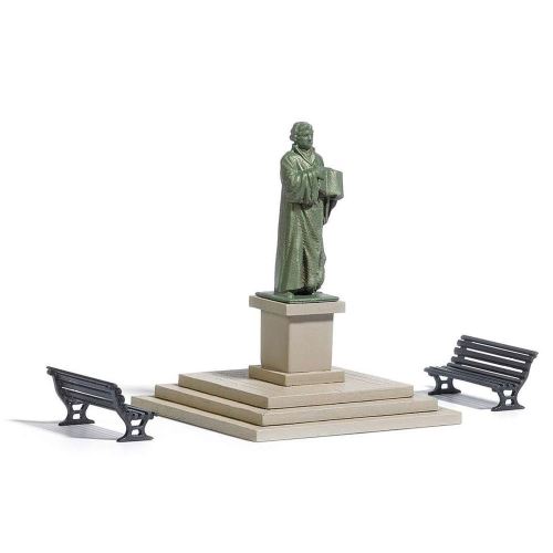Modélisme HO Petit décor : statue et bancs publics Busch