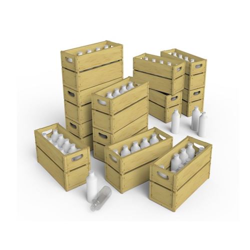 Modélisme : Set accessoires - Caisses et bouteilles de lait Mini Art