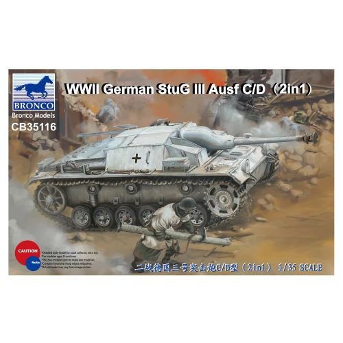 Maquette Char d'assaut : WWII German Stug III Ausf C/D (2 in 1) Bronco Models