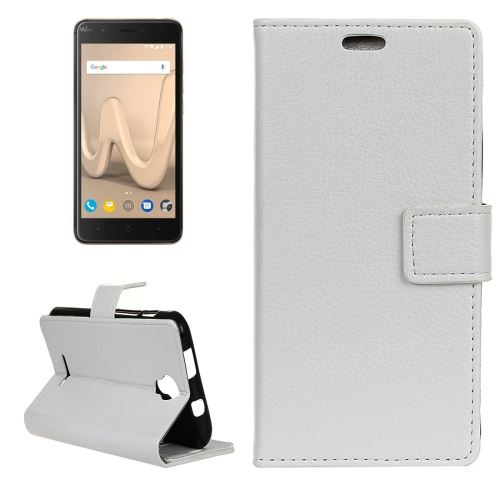 Wiko Harry Housse Etui Cuir PU Blanc Texture Litchi ALS34205