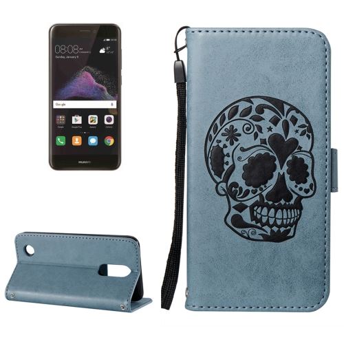 Huawei P8 Lite (2017) Housse Etui Cuir PU Bleu Squelette ALS32241