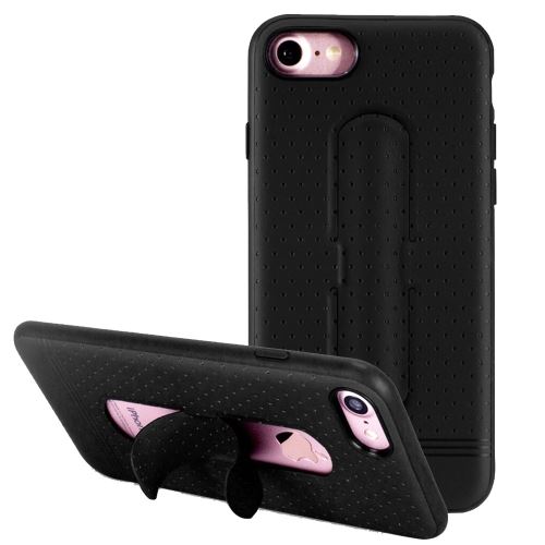 iPhone 7 Coque Protection Plastique Noir Combinaison avec Support ALS32337