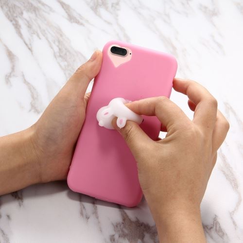 iPhone 7 Plus Coque Protection Plastique Magenta lapin Mignon 3D Squishy ALS32405