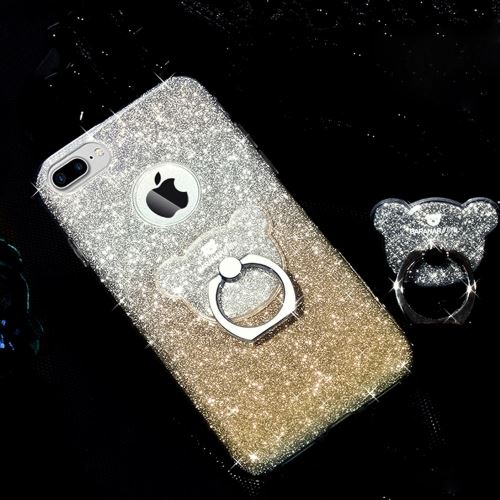 iPhone 7 Plus Coque Protection TPU Doré Ourson Paillettes Brillant ALS32437