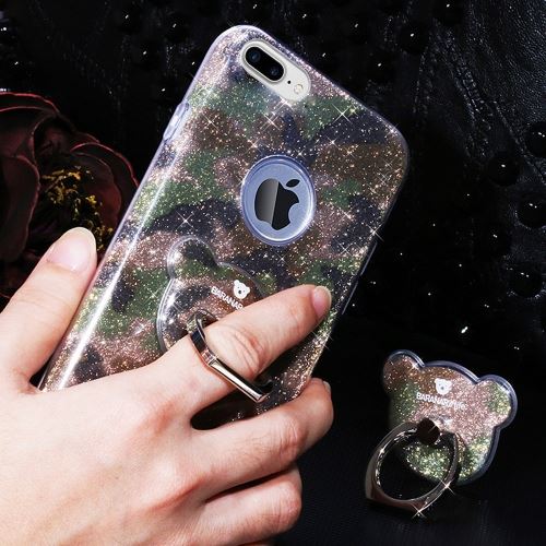 iPhone 7 Plus Coque Protection TPU Vert Ourson Paillettes Brillant ALS32457