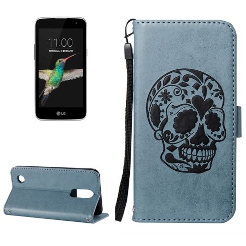 LG K4 (2017) Housse Etui Cuir PU Bleu Squelette ALS32637