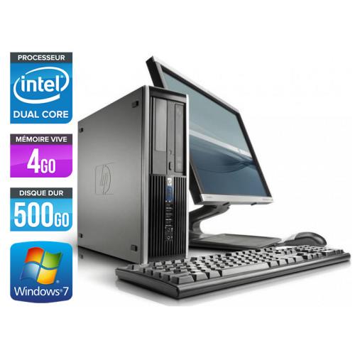 Unité centrale HP Elite 8100 SFF + Ecran 17'' - Noir - Intel Pentium G6950 / 2.80 GHz - RAM 4 Go - HDD 500 Go - DVD - Gigabit Ethernet - Windows 7 Pro