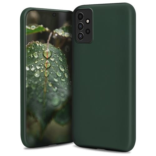 Coque Moozy Lifestyle pour Samsung A52, Samsung A52 5G, Vert Foncé - en Silicone avec Finition Mate et Doublure en Microfibre Douce