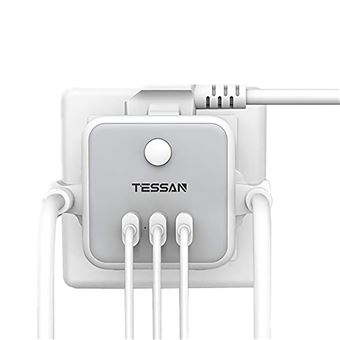 TESSAN Multiprise USB Cube avec 6 Prises Française Multiple et 3 Ports USB,  9 en 1 Bloc Electrique avec Interrupteur, Tour Multiprises 2m Convient à La  Maison et au Bureau, Blanc