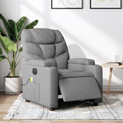 Vidaxl Gris/Clair Fauteuil De Massage, Relaxation Électrique Réglable Tissu - Image 2
