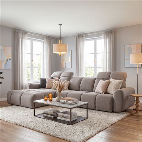 Canap&eacute; Tissu Angle gauche Gris clair Anacapri - 3 Places - Gris clair