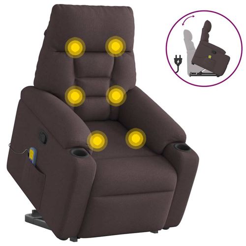 Fauteuil inclinable de massage Marron foncé Tissu