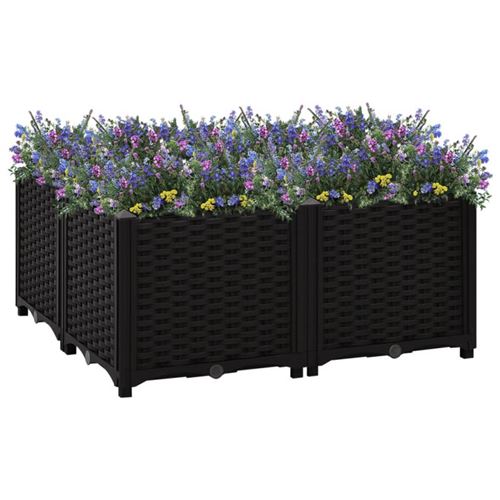 Vidaxl Noir Lit Surélevé - 80X80x38 Cm - Polypropylène - Image 3