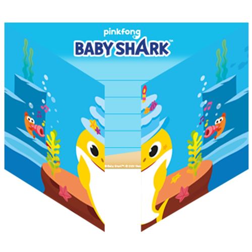 8 invitations et enveloppes baby shark - 9908481 amscan