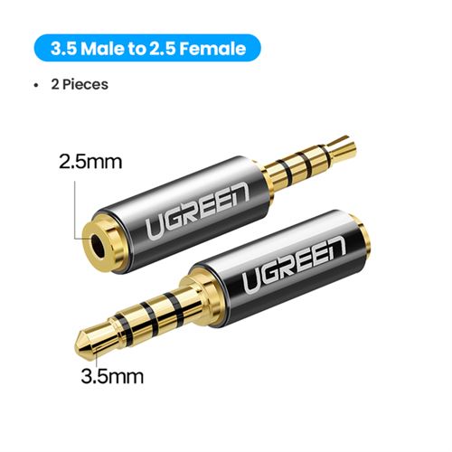 2 pcs UGREEN Adaptateur Audio jack 3,5 mm male vers jack 2,5 mm femelle