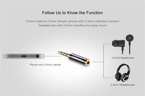 INECK® 2.5mm Male a 3.5mm Femelle Adaptateur JACK audio pour