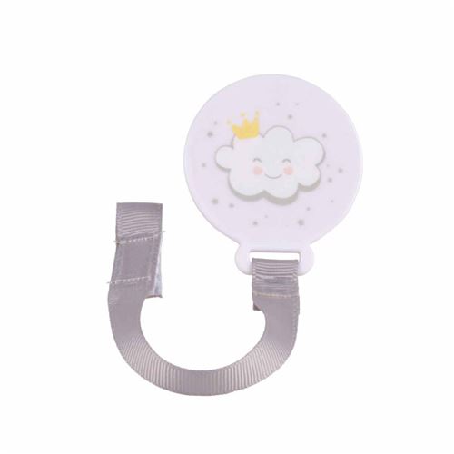  Attache Sucette Universelle ""Nuage"" Blanc & Gris 