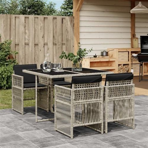 Non Communiqué Gris Vidaxl Ensemble À Manger De Jardin Avec Coussins 5 Pcs, Table Et Chaise De Terrasse, Meubles De Patio, Mobilier D'extérieur, 3210899
