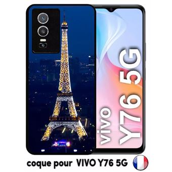 Coque IPhone 15 Motif Tour Eiffel Paris - Noire, Magnétique, Plastique Recyclé