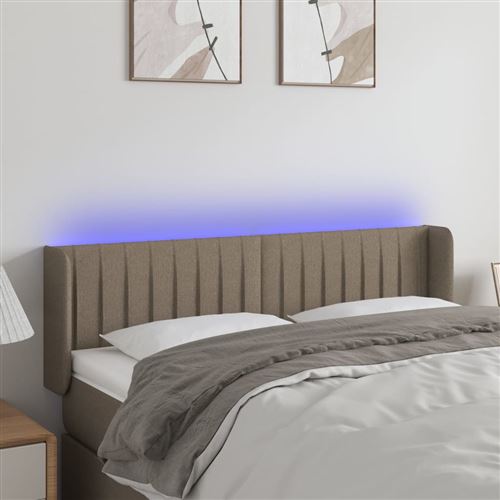 vidaXL Tête de lit à LED Taupe 147x16x78/88 cm Tissu3123476