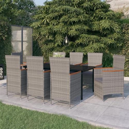 Non Communiqué Gris Salon De Jardin Generique Resine Tressee 9 Pieces 200 X 100 X 74 Cm 8 Personnes