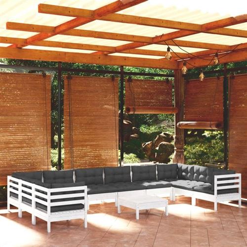 Non Communiqué Blanc Salon De Jardin Vidaxl Bois Gris 4 Pieces 11 Personnes