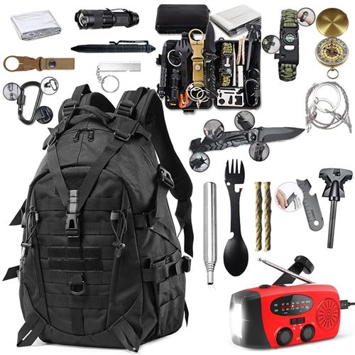 Non Communiqué Neutre Kit D'urgence 34 En 1 Avec Sac À Dos, Matériel De Survie Et Radio Dynamo