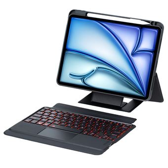 Étui pour iPad Air 11 Pouces M3/M2 (2025/2024) Pavé Tactile Intelligent Bluetooth Détachable Clavier Amovible Support Portrait/Paysage ZURSANA Noir - 1