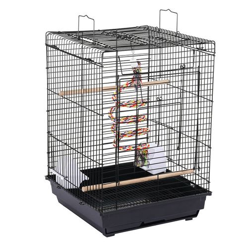Meilleurs prix pour Cage Oiseaux B.LIVEM® avec 2 mangeoires, 3 perchoirs Noir 40*40*72cm