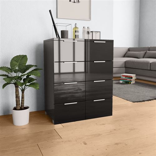 vidaXL Buffet Noir brillant 60x35x80 cm Aggloméré