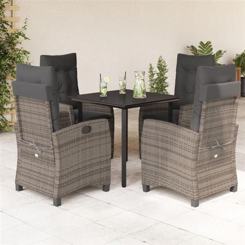 VIDAXL - Salon de Jardin - Ensemble Table et 4 Chaises - Dossier Réglable - 5 Pièces - Image 3