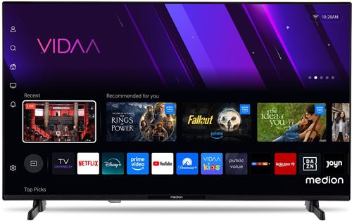 Téléviseur MEDION Full HD 108 cm 43 Pouces Smart TV HDR VIDAA Store Netflix Prime Video Disney Plus DAZN Paramount Plus HbbTV PVR Bluetooth MD843101