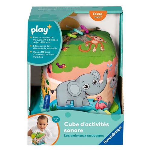 Ravensburger -Play + - Mon Cube D'Activités Sonore Les Animaux Sauvages - Des 6 Mois - Version Française - 34009