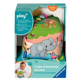 Cubes tissu et livre d'éveil - Les animaux sauvages - Bébé dès 6 mois Cubes tissu et livre d'éveil - Les animaux sauvages - Bébé dès 6 mois