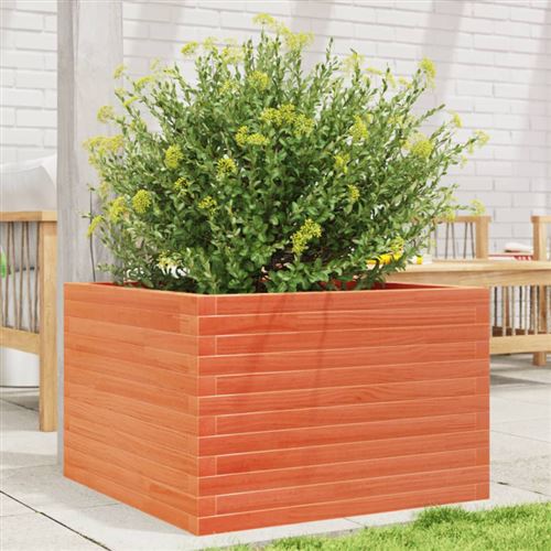 Non Communiqué Marron Jardinière Cire 70X70x45,5 Cm Bois De Pin Massif