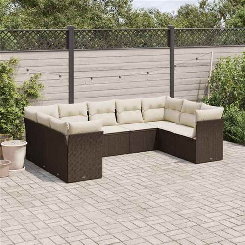 vidaXL - Salon de jardin - 9 pièces - Marron - Image 2