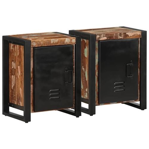 Vidaxl Tables De Chevet 2 Pcs - Multicolore Bois De Manguier - Image 3