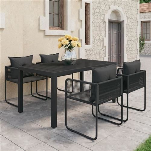 Non Communiqué Noir Salon De Jardin Vidaxl Resine 5 Pieces