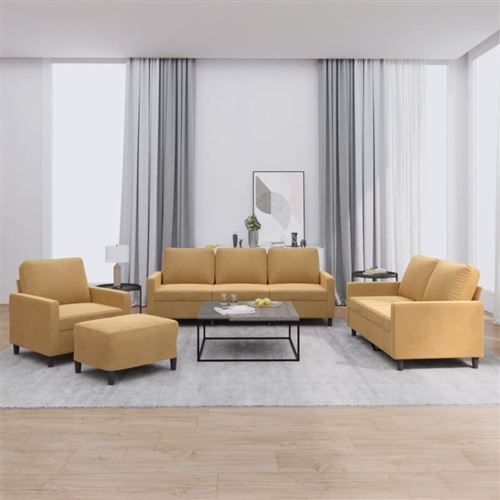 Non Communiqué Marron Ensemble De Canapés 4 Pcs Avec Coussins Velours