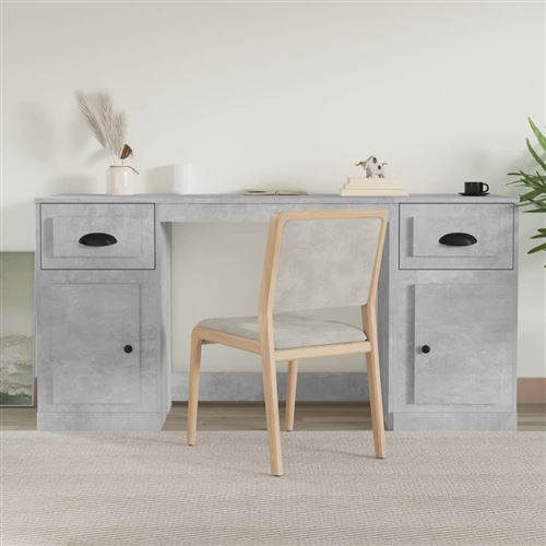 vidaXL - Bureau avec armoire - Gris - Bureau droit - Image 2
