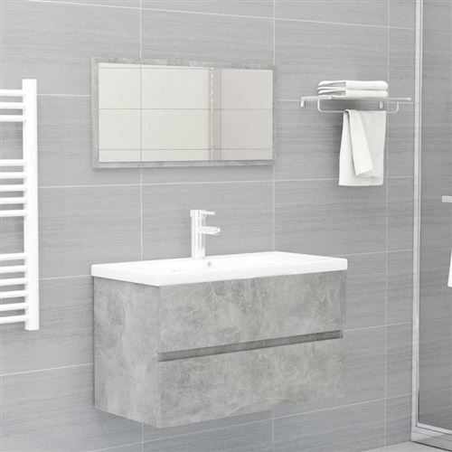 VidaXL Ensemble de meubles de salle de bain 2 pcs Gris béton Aggloméré