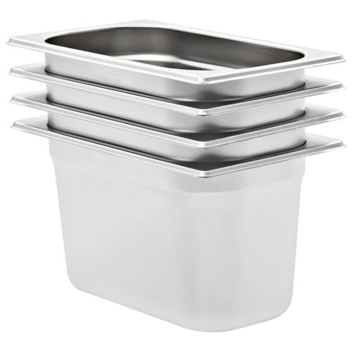 vidaXL Récipients Gastronorm 4 pcs GN 1/4 150 mm Acier inoxydable