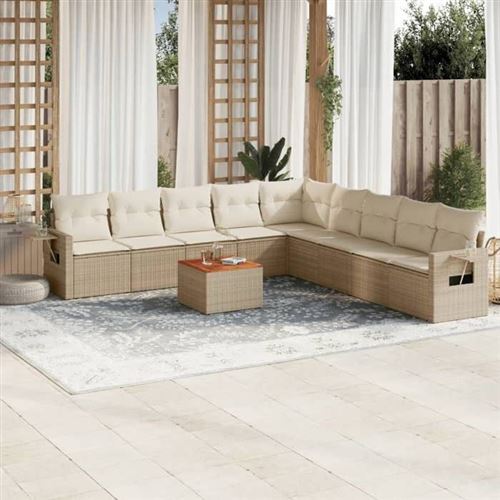 Non Communiqué Beige Salon De Jardin Modulable Vidaxl Resine Tressee 10 Pieces X 62 X 69