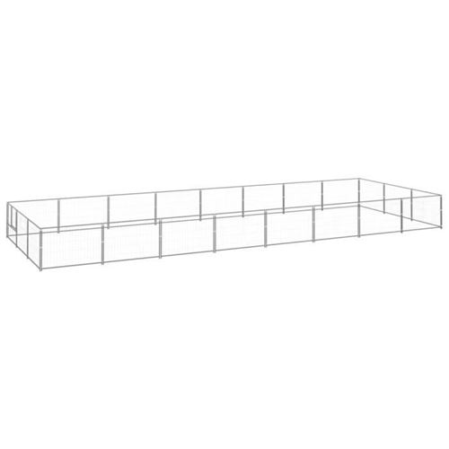 vidaXL Chenil Argenté 24 m² Acier Cage Animaux Enclos pour Chiot Extérieur