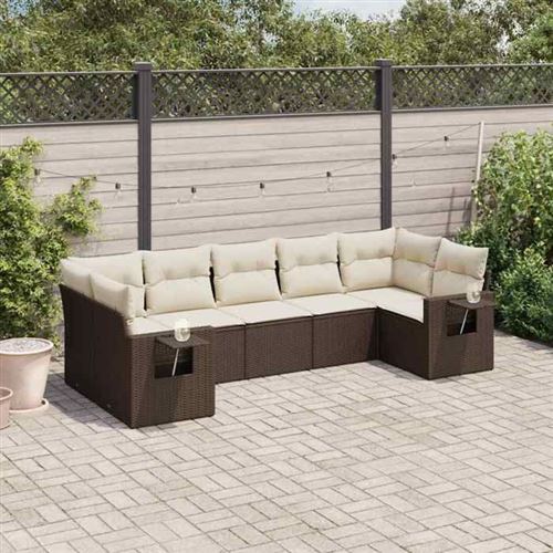 Vidaxl Marron Salon De Jardin Résine Tressée 7 Pcs - Image 2