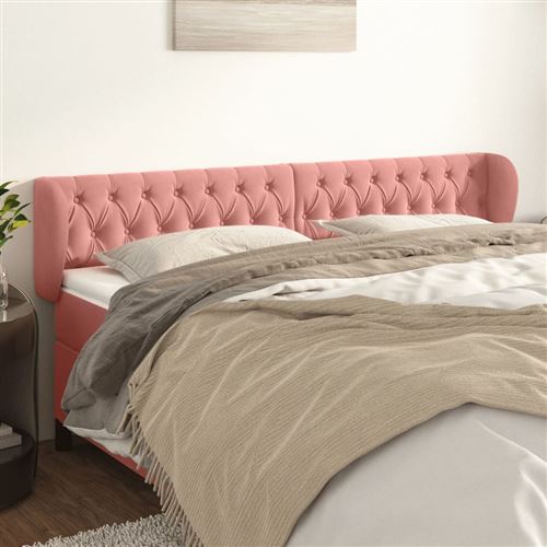 vidaXL Hoofdbord met randen 203x23x78/88 cm fluweel roze3117551
